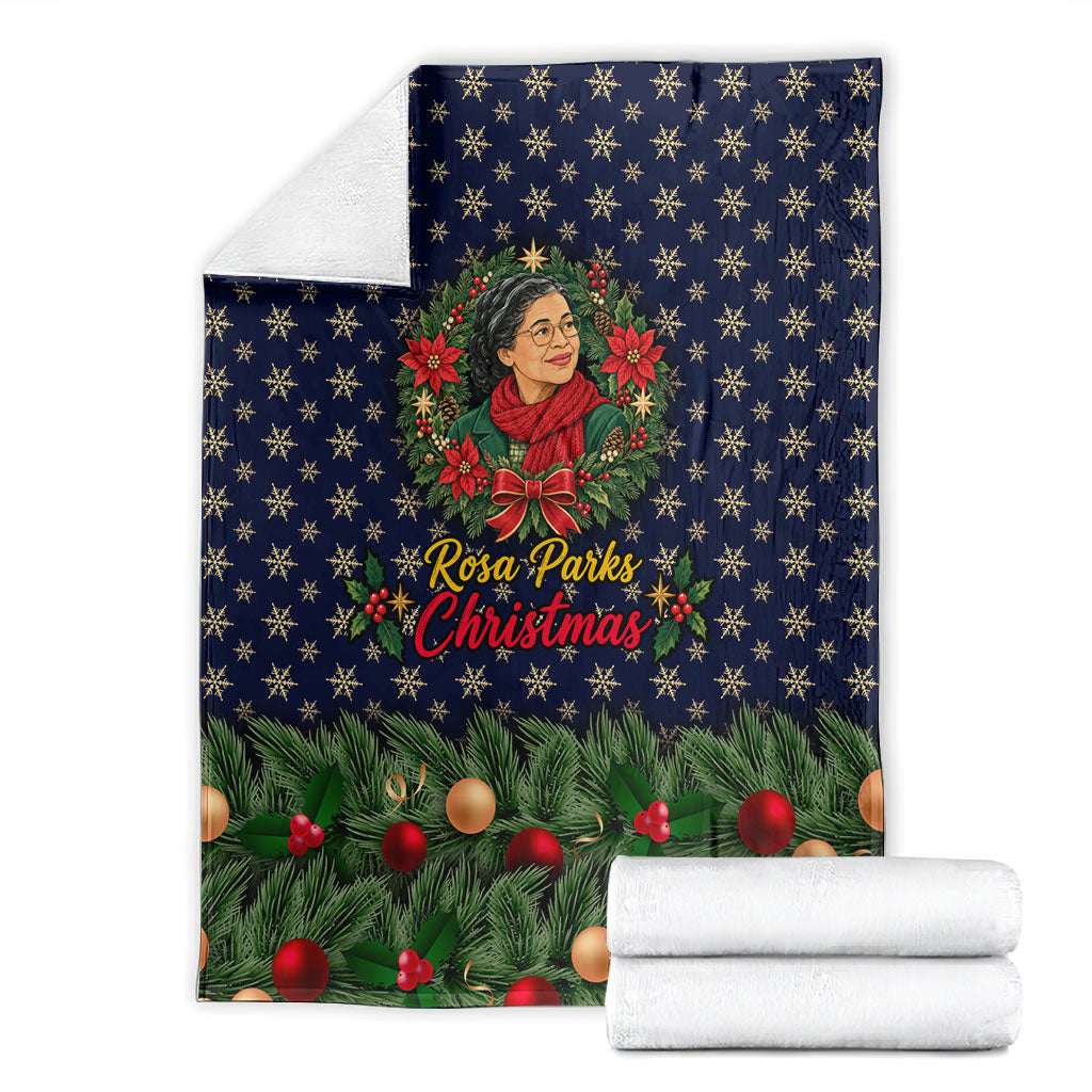 Rosa Parks Christmas Blanket Freedom Bus Wreath Vintage Festive Holiday