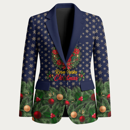 Rosa Parks Christmas Blazer Freedom Bus Wreath Vintage Festive Holiday