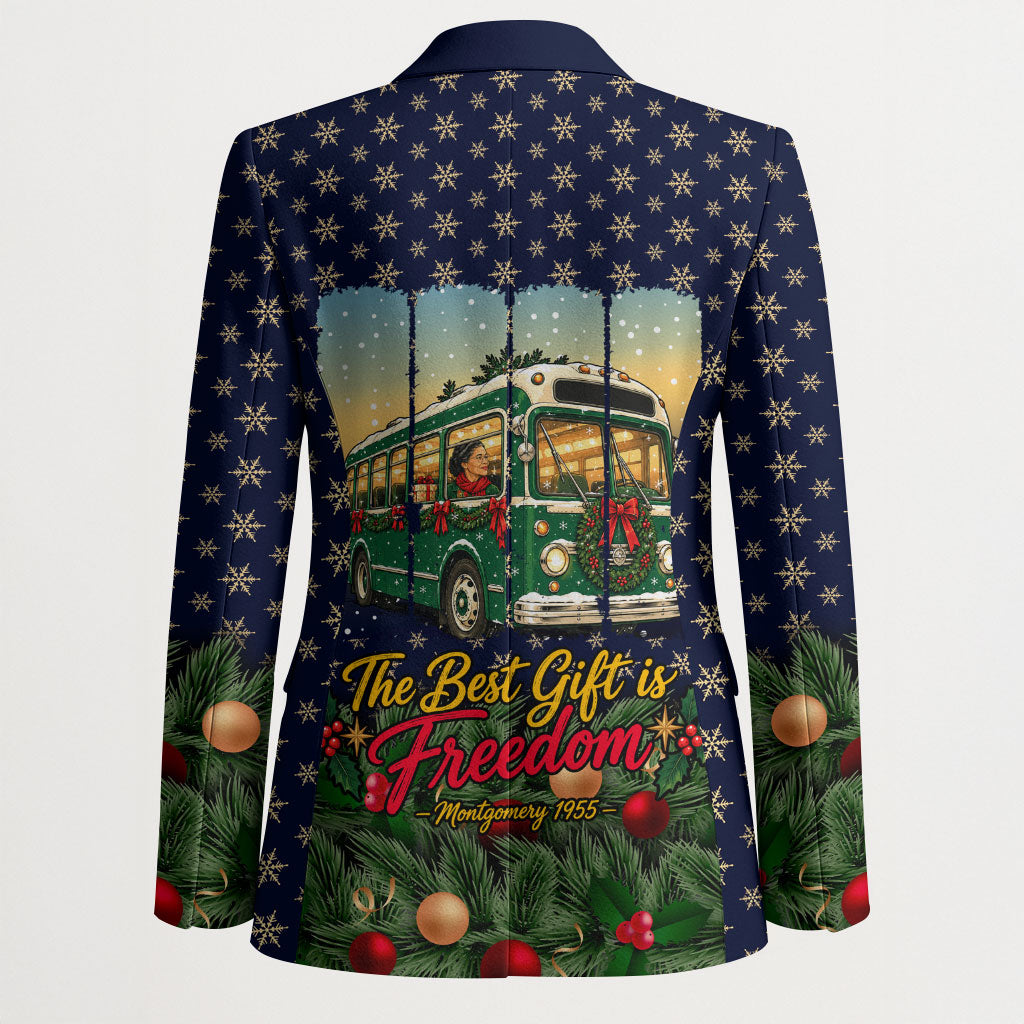 Rosa Parks Christmas Blazer Freedom Bus Wreath Vintage Festive Holiday