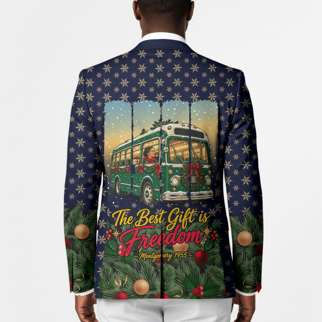 Rosa Parks Christmas Blazer Freedom Bus Wreath Vintage Festive Holiday