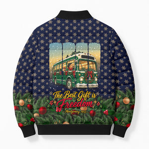 Rosa Parks Christmas Bomber Puffer Jacket Freedom Bus Wreath Vintage Festive Holiday