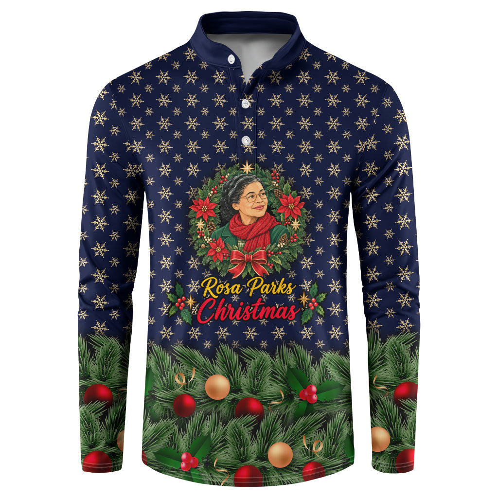 Rosa Parks Christmas Button Sweatshirt Freedom Bus Wreath Vintage Festive Holiday
