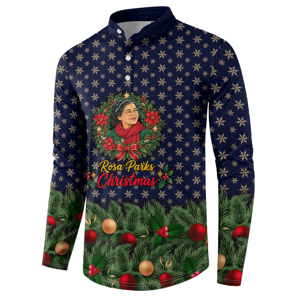 Rosa Parks Christmas Button Sweatshirt Freedom Bus Wreath Vintage Festive Holiday
