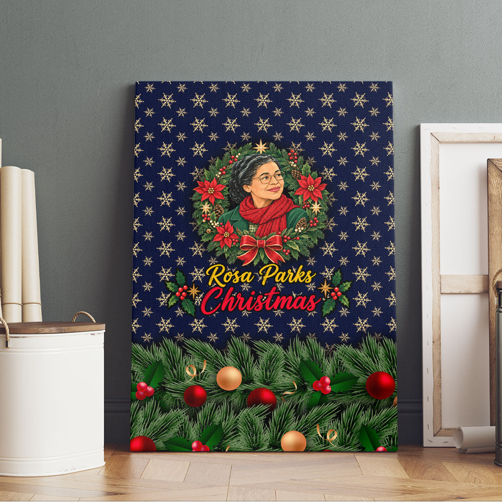 Rosa Parks Christmas Canvas Wall Art Freedom Bus Wreath Vintage Festive Holiday