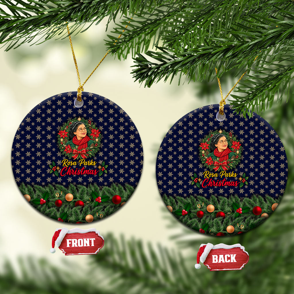 Rosa Parks Christmas Ceramic Ornament Freedom Bus Wreath Vintage Festive Holiday