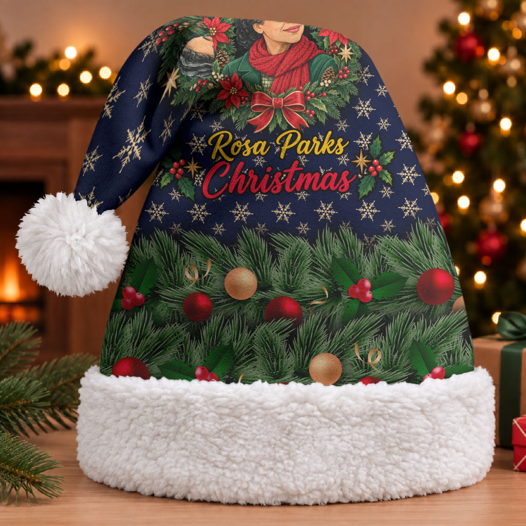 Rosa Parks Christmas Santa Hat Freedom Bus Wreath Vintage Festive Holiday