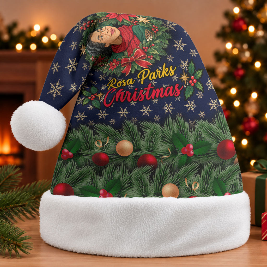 Rosa Parks Christmas Santa Hat Freedom Bus Wreath Vintage Festive Holiday