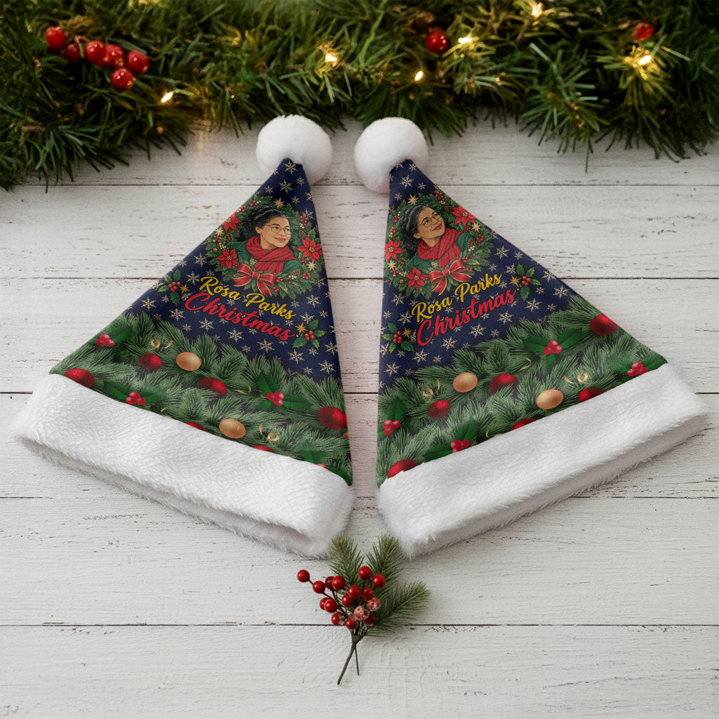 Rosa Parks Christmas Santa Hat Freedom Bus Wreath Vintage Festive Holiday