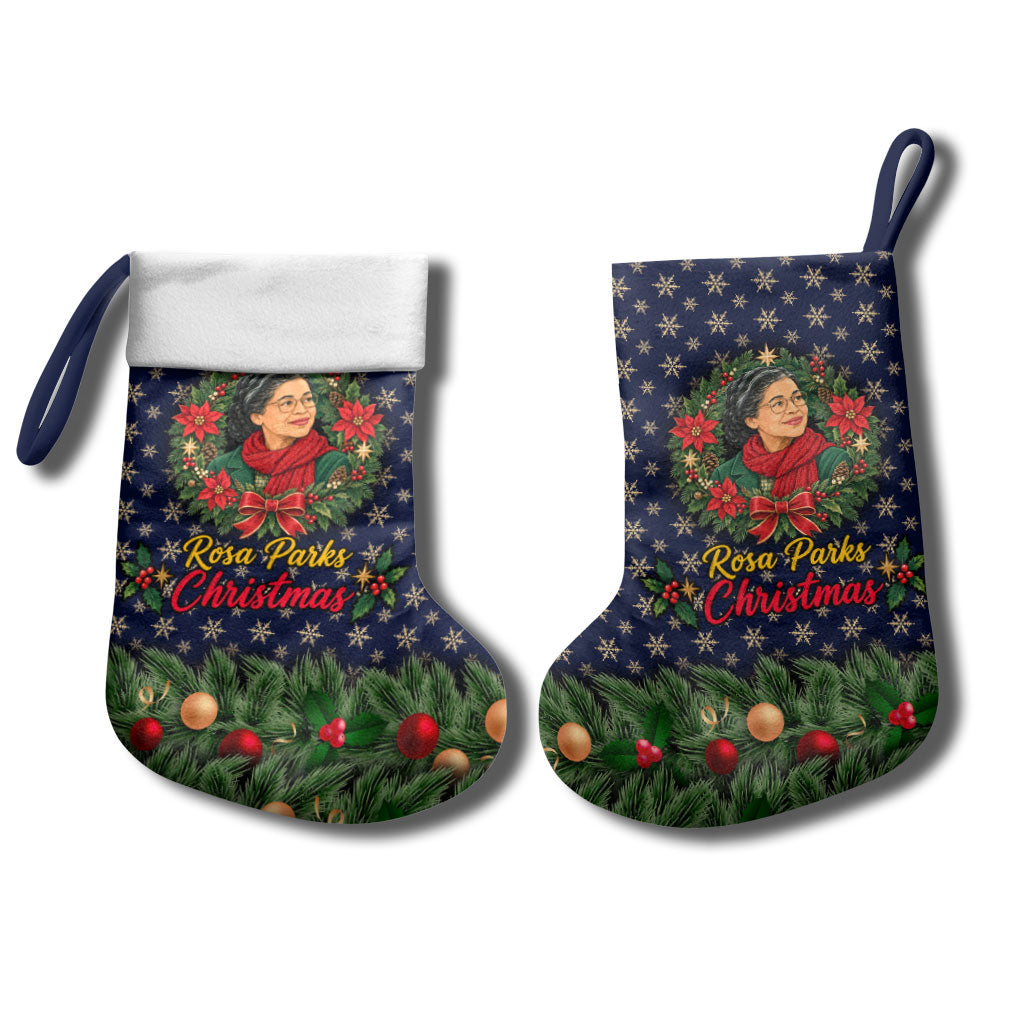 Rosa Parks Christmas Stocking Freedom Bus Wreath Vintage Festive Holiday