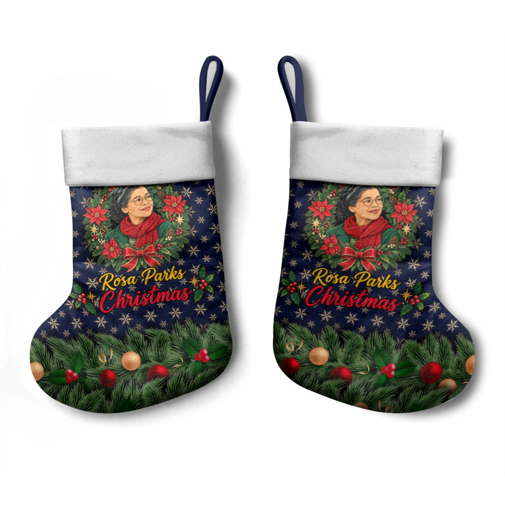 Rosa Parks Christmas Stocking Freedom Bus Wreath Vintage Festive Holiday