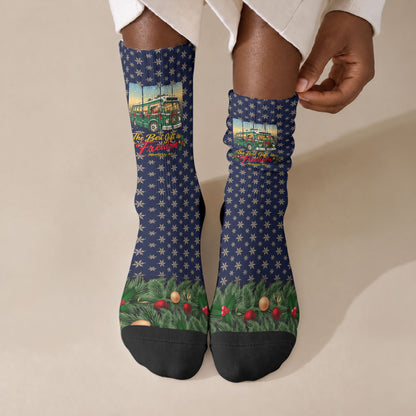 Rosa Parks Christmas Crew Socks Freedom Bus Wreath Vintage Festive Holiday