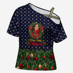 Rosa Parks Christmas Cross Shoulder Shirt Freedom Bus Wreath Vintage Festive Holiday