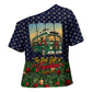 Rosa Parks Christmas Cross Shoulder Shirt Freedom Bus Wreath Vintage Festive Holiday