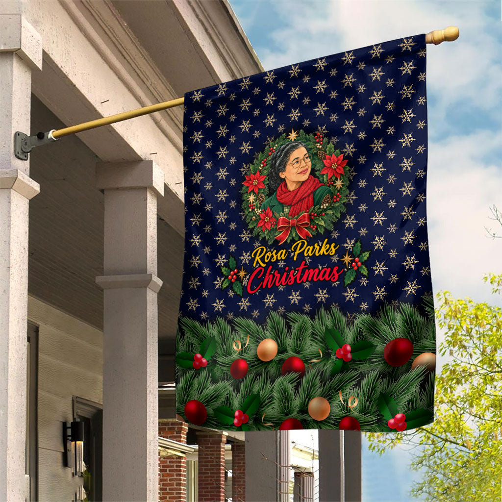 Rosa Parks Christmas Garden Flag Freedom Bus Wreath Vintage Festive Holiday