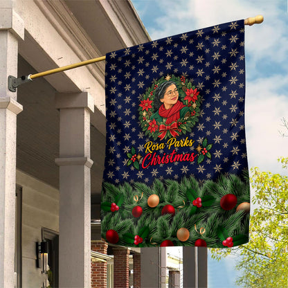 Rosa Parks Christmas Garden Flag Freedom Bus Wreath Vintage Festive Holiday