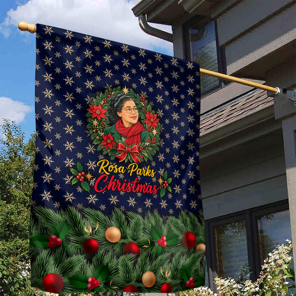 Rosa Parks Christmas Garden Flag Freedom Bus Wreath Vintage Festive Holiday