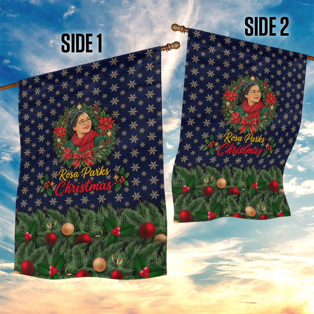 Rosa Parks Christmas Garden Flag Freedom Bus Wreath Vintage Festive Holiday