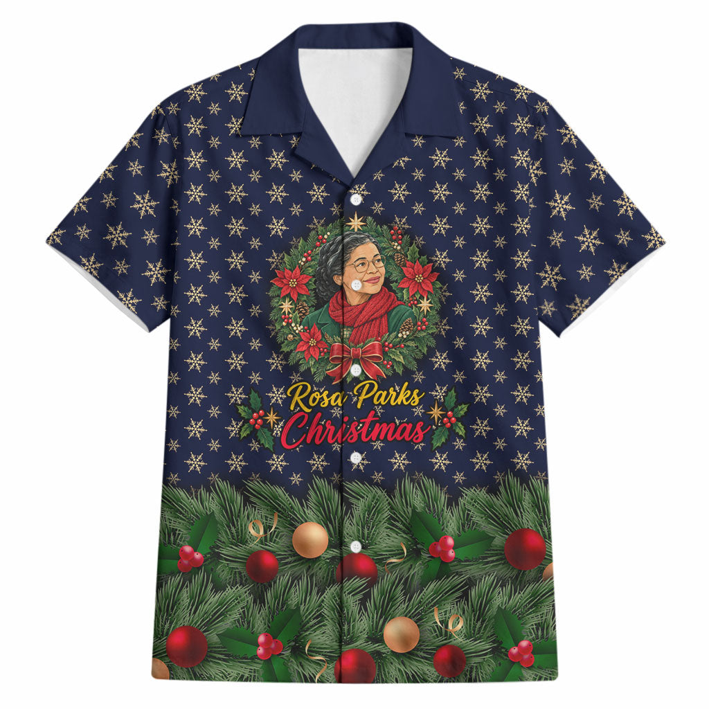 Rosa Parks Christmas Hawaiian Shirt Freedom Bus Wreath Vintage Festive Holiday