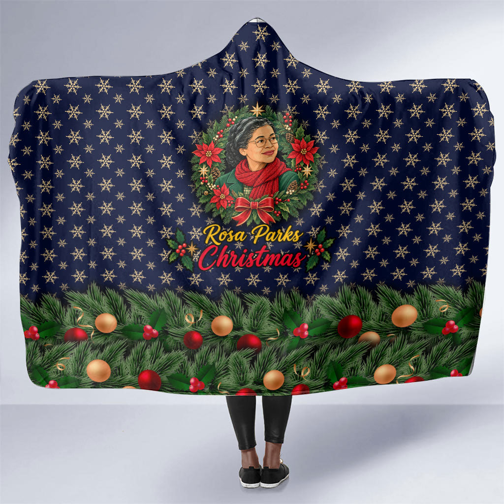 Rosa Parks Christmas Hooded Blanket Freedom Bus Wreath Vintage Festive Holiday