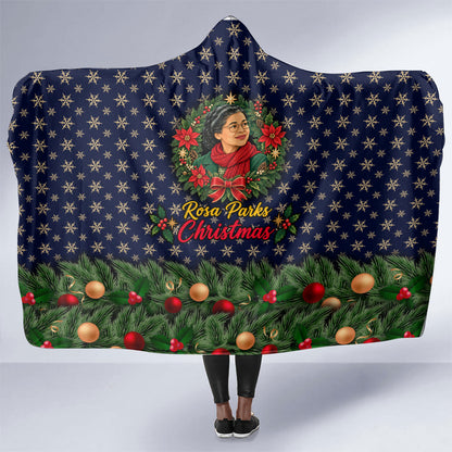 Rosa Parks Christmas Hooded Blanket Freedom Bus Wreath Vintage Festive Holiday