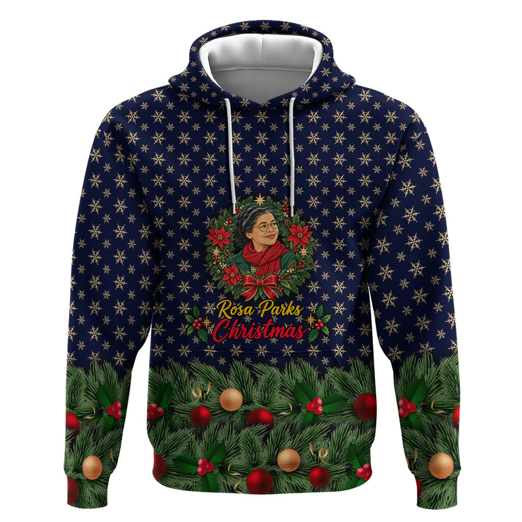 Rosa Parks Christmas Hoodie Freedom Bus Wreath Vintage Festive Holiday