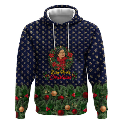 Rosa Parks Christmas Hoodie Freedom Bus Wreath Vintage Festive Holiday