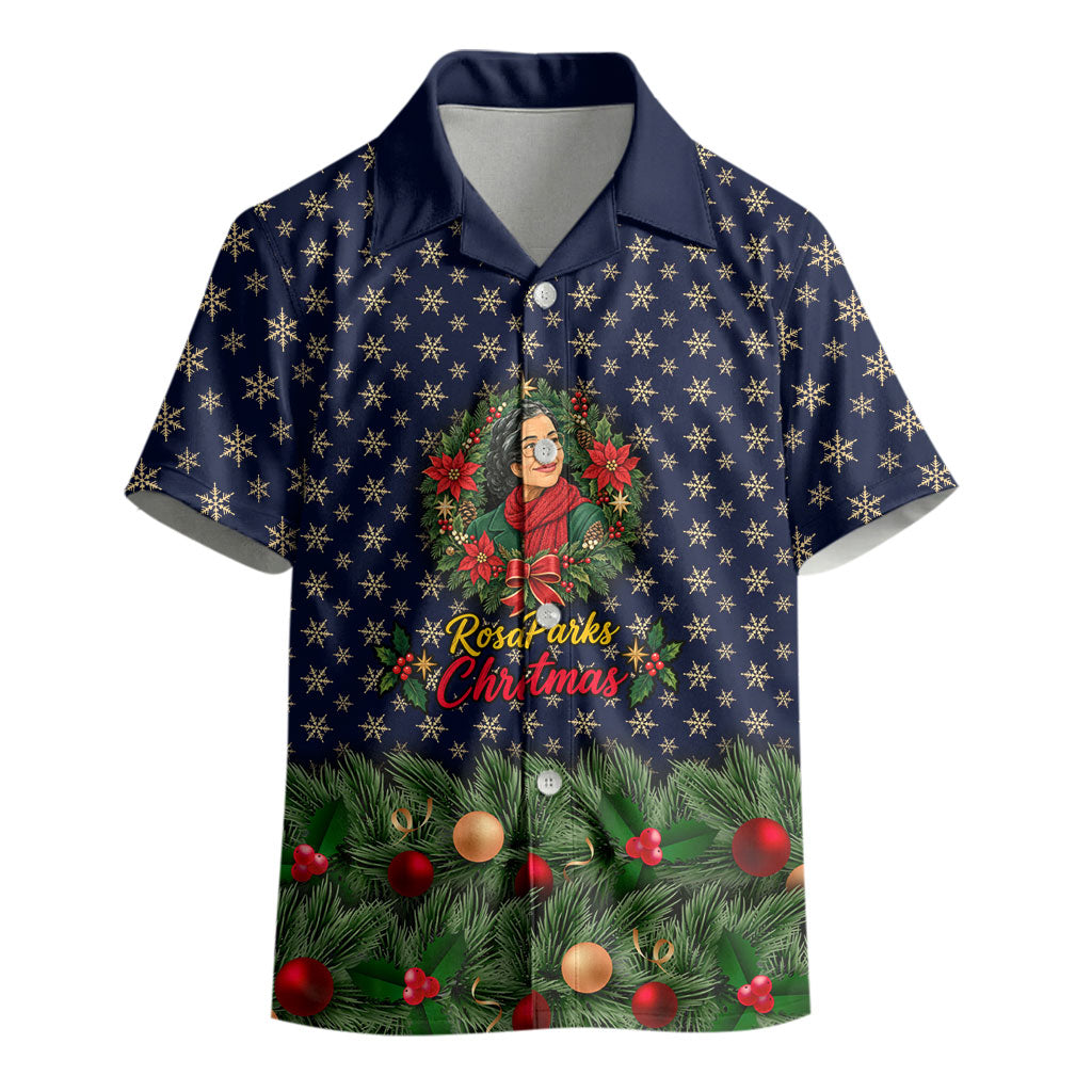 Rosa Parks Christmas Kid Hawaiian Shirt Freedom Bus Wreath Vintage Festive Holiday