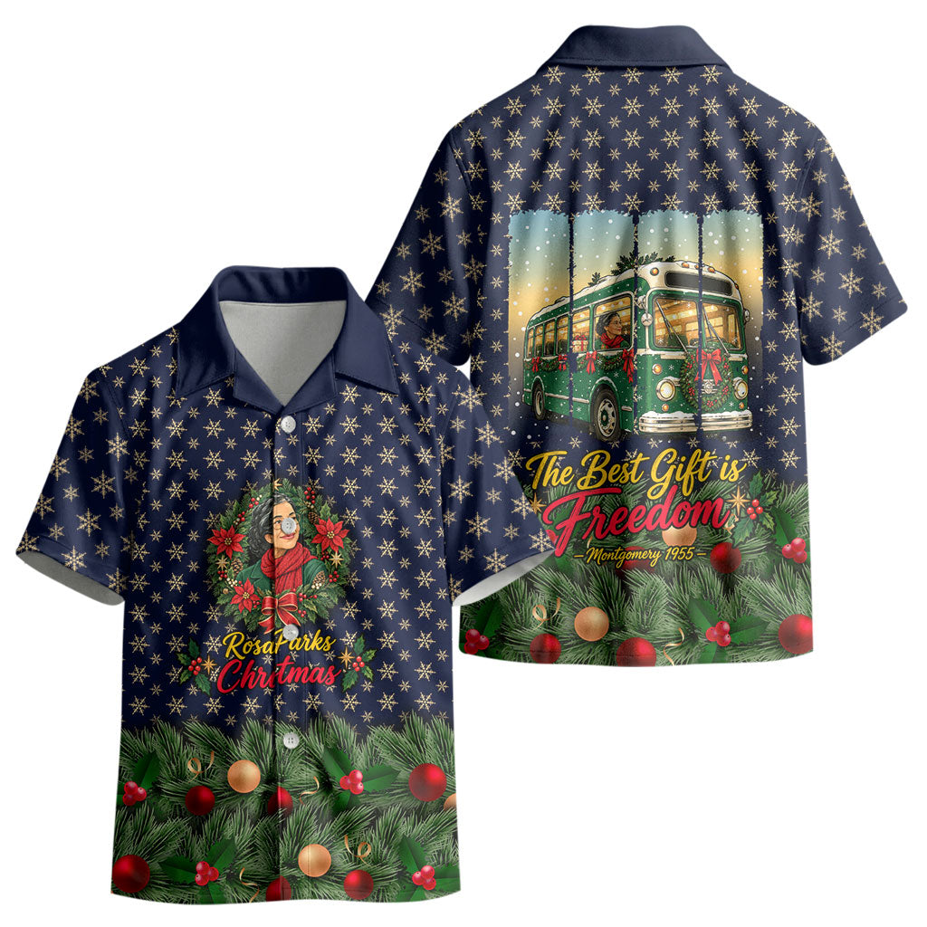 Rosa Parks Christmas Kid Hawaiian Shirt Freedom Bus Wreath Vintage Festive Holiday