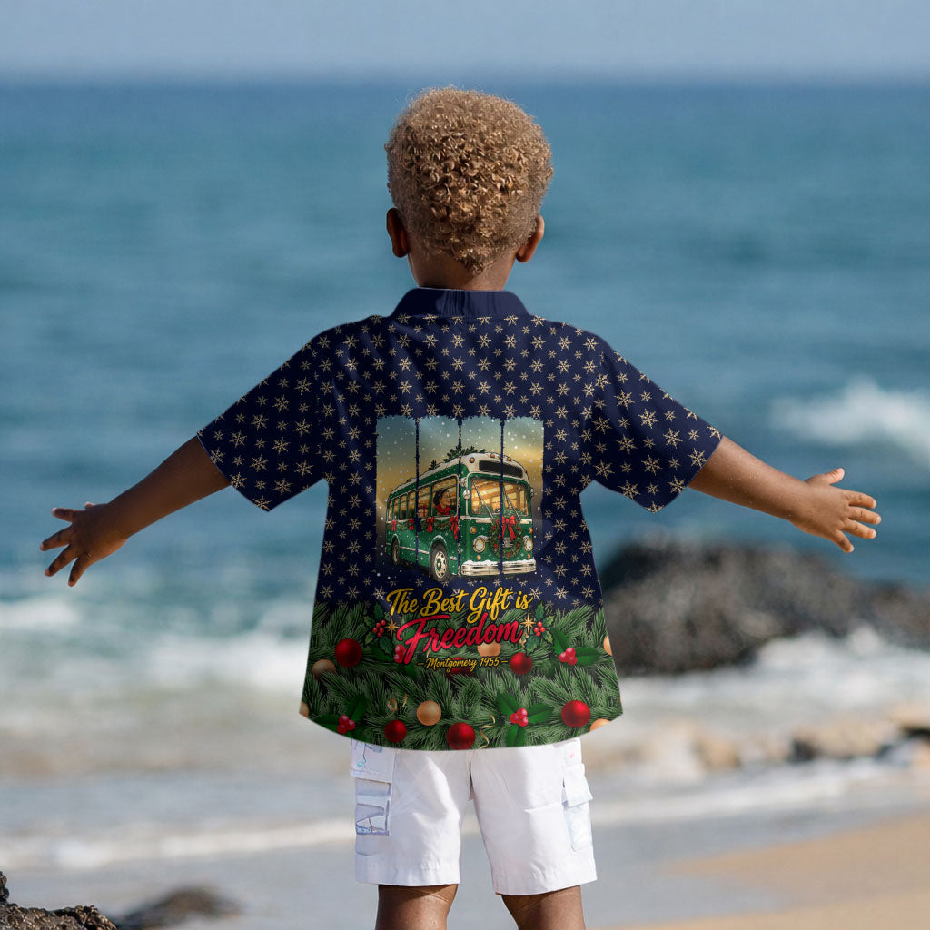 Rosa Parks Christmas Kid Hawaiian Shirt Freedom Bus Wreath Vintage Festive Holiday