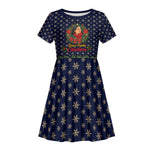 Rosa Parks Christmas Kid Short Sleeve Dress Freedom Bus Wreath Vintage Festive Holiday