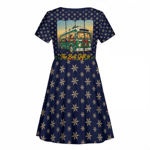 Rosa Parks Christmas Kid Short Sleeve Dress Freedom Bus Wreath Vintage Festive Holiday