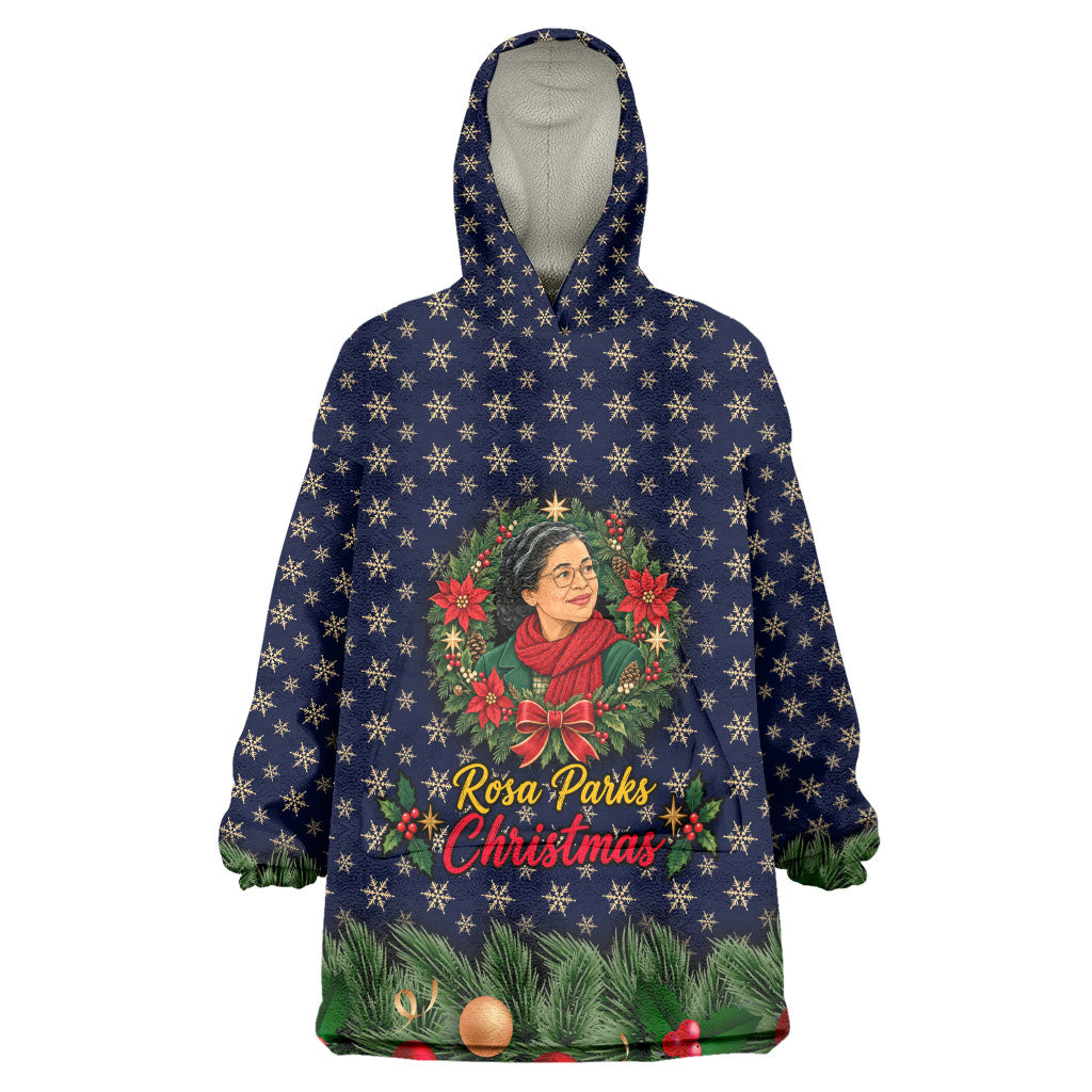 Rosa Parks Christmas Kid Wearable Blanket Hoodie Freedom Bus Wreath Vintage Festive Holiday