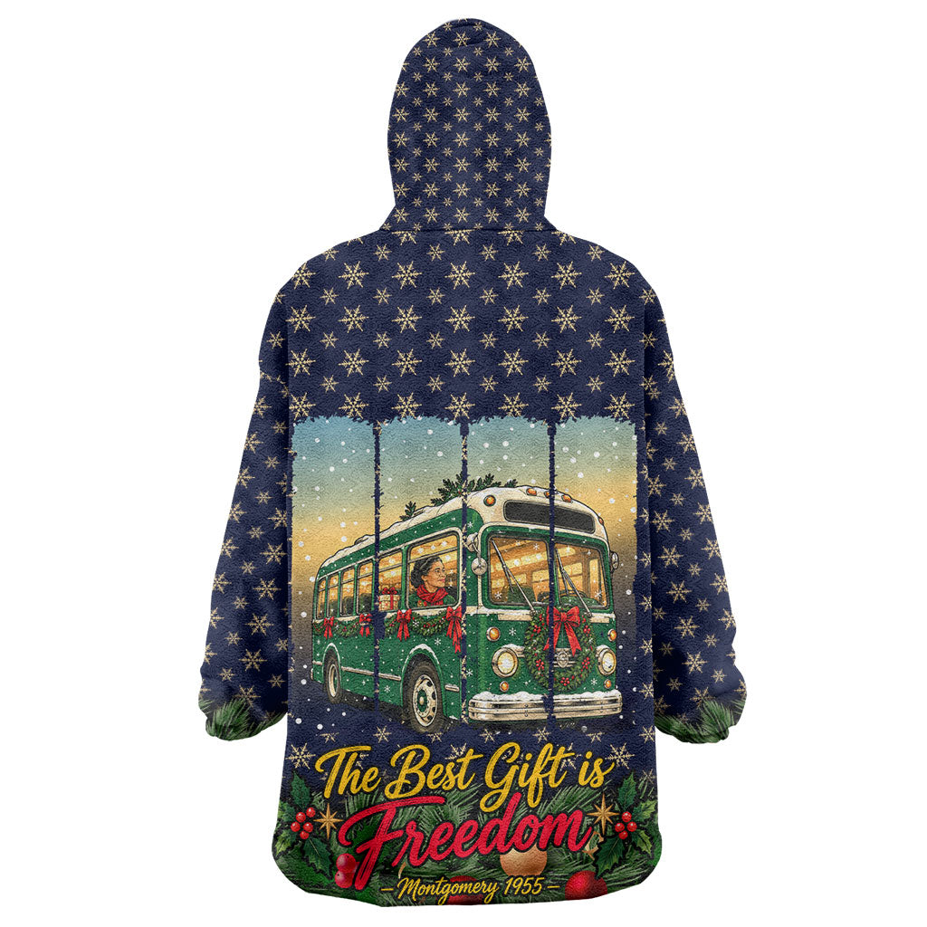 Rosa Parks Christmas Kid Wearable Blanket Hoodie Freedom Bus Wreath Vintage Festive Holiday