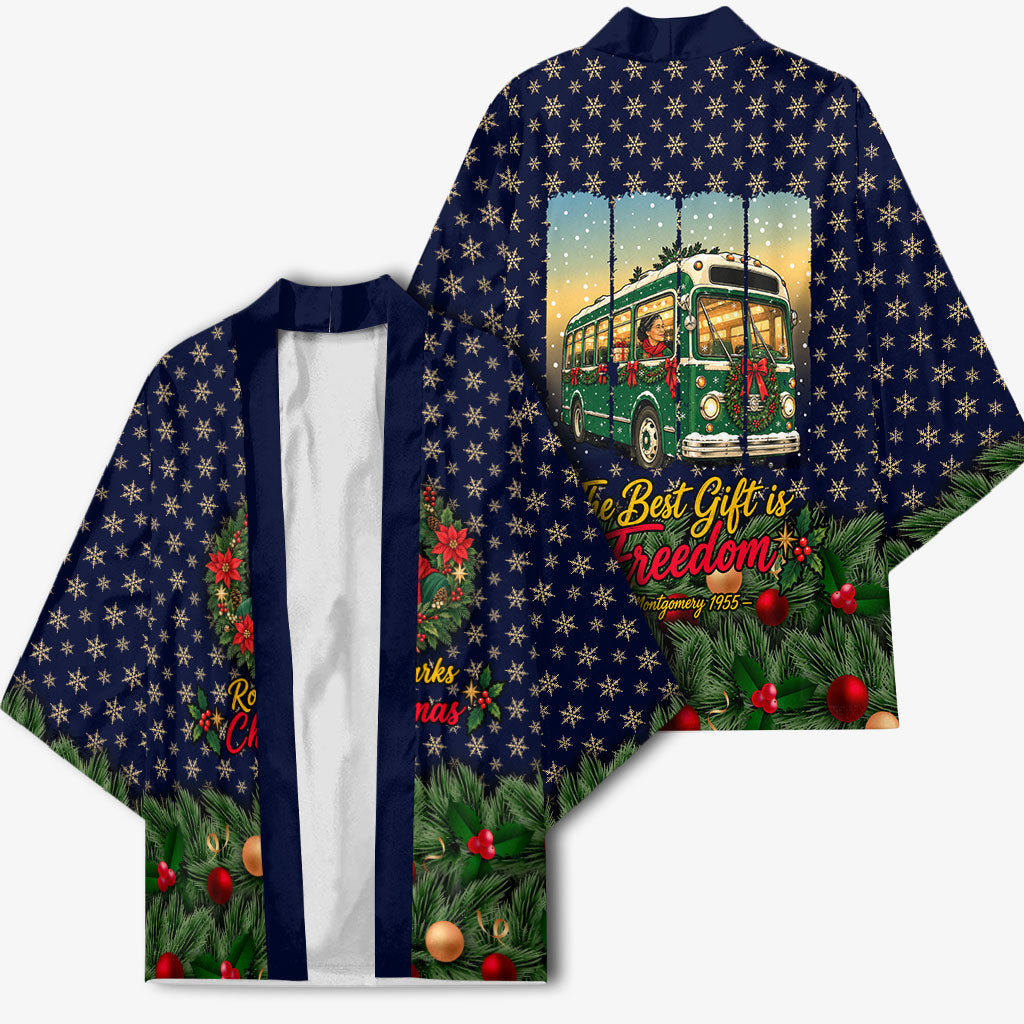 Rosa Parks Christmas Kimono Freedom Bus Wreath Vintage Festive Holiday