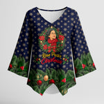 Rosa Parks Christmas Kimono Sleeve Blouse Freedom Bus Wreath Vintage Festive Holiday