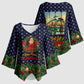 Rosa Parks Christmas Kimono Sleeve Blouse Freedom Bus Wreath Vintage Festive Holiday