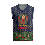 Rosa Parks Christmas Knitted V-Neck Vest Freedom Bus Wreath Vintage Festive Holiday