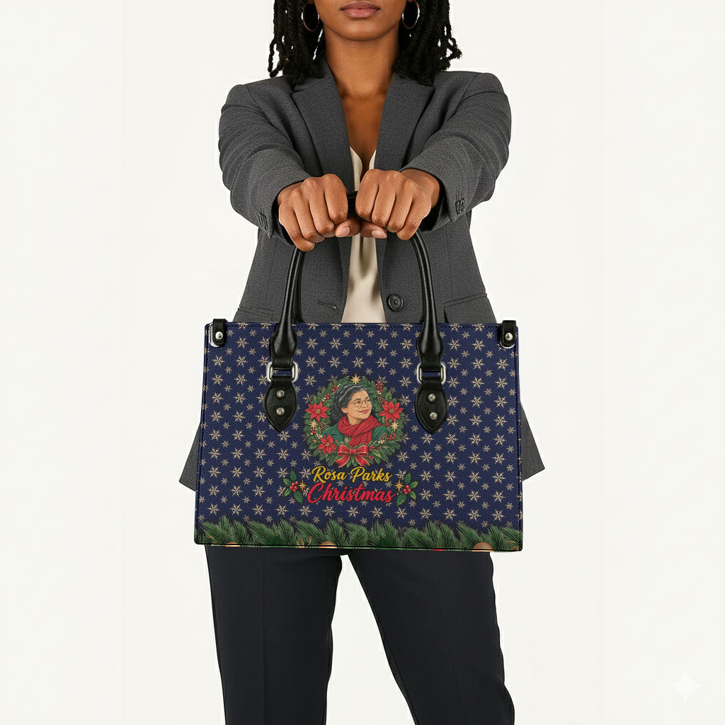 Rosa Parks Christmas Leather Bag Freedom Bus Wreath Vintage Festive Holiday