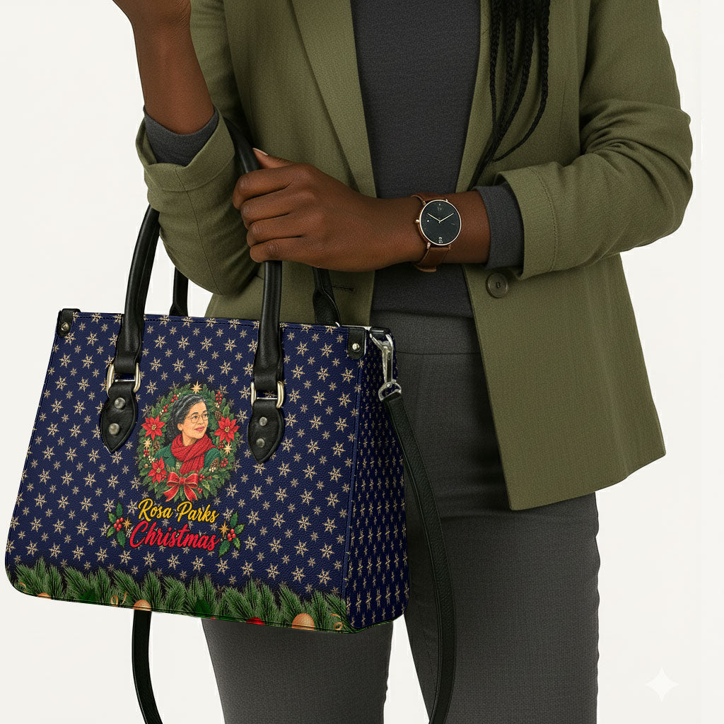 Rosa Parks Christmas Leather Bag Freedom Bus Wreath Vintage Festive Holiday