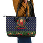 Rosa Parks Christmas Leather Tote Bag Freedom Bus Wreath Vintage Festive Holiday