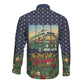 Rosa Parks Christmas Long Sleeve Button Shirt Freedom Bus Wreath Vintage Festive Holiday