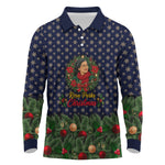 Rosa Parks Christmas Long Sleeve Polo Shirt Freedom Bus Wreath Vintage Festive Holiday