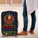 Rosa Parks Christmas Luggage Cover Freedom Bus Wreath Vintage Festive Holiday