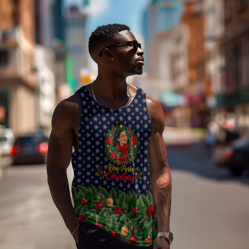 Rosa Parks Christmas Men Tank Top Freedom Bus Wreath Vintage Festive Holiday