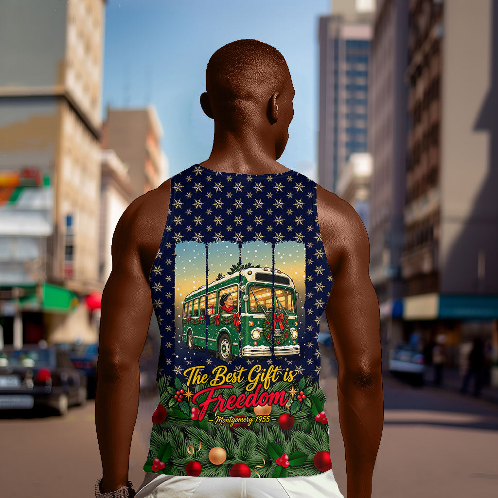 Rosa Parks Christmas Men Tank Top Freedom Bus Wreath Vintage Festive Holiday