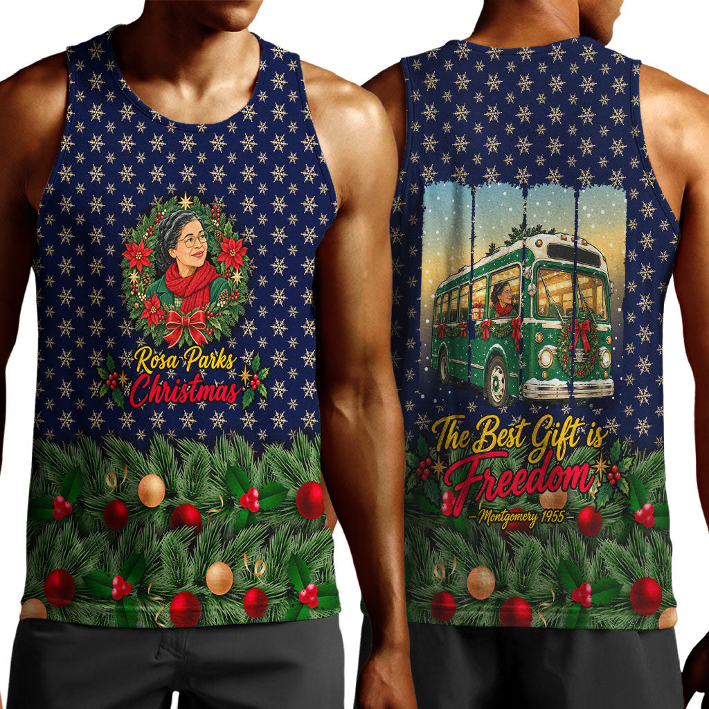 Rosa Parks Christmas Men Tank Top Freedom Bus Wreath Vintage Festive Holiday