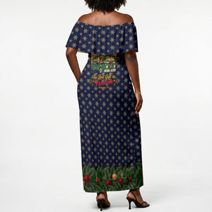 Rosa Parks Christmas Off Shoulder Maxi Dress Freedom Bus Wreath Vintage Festive Holiday