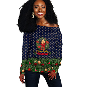 Rosa Parks Christmas Off Shoulder Sweater Freedom Bus Wreath Vintage Festive Holiday