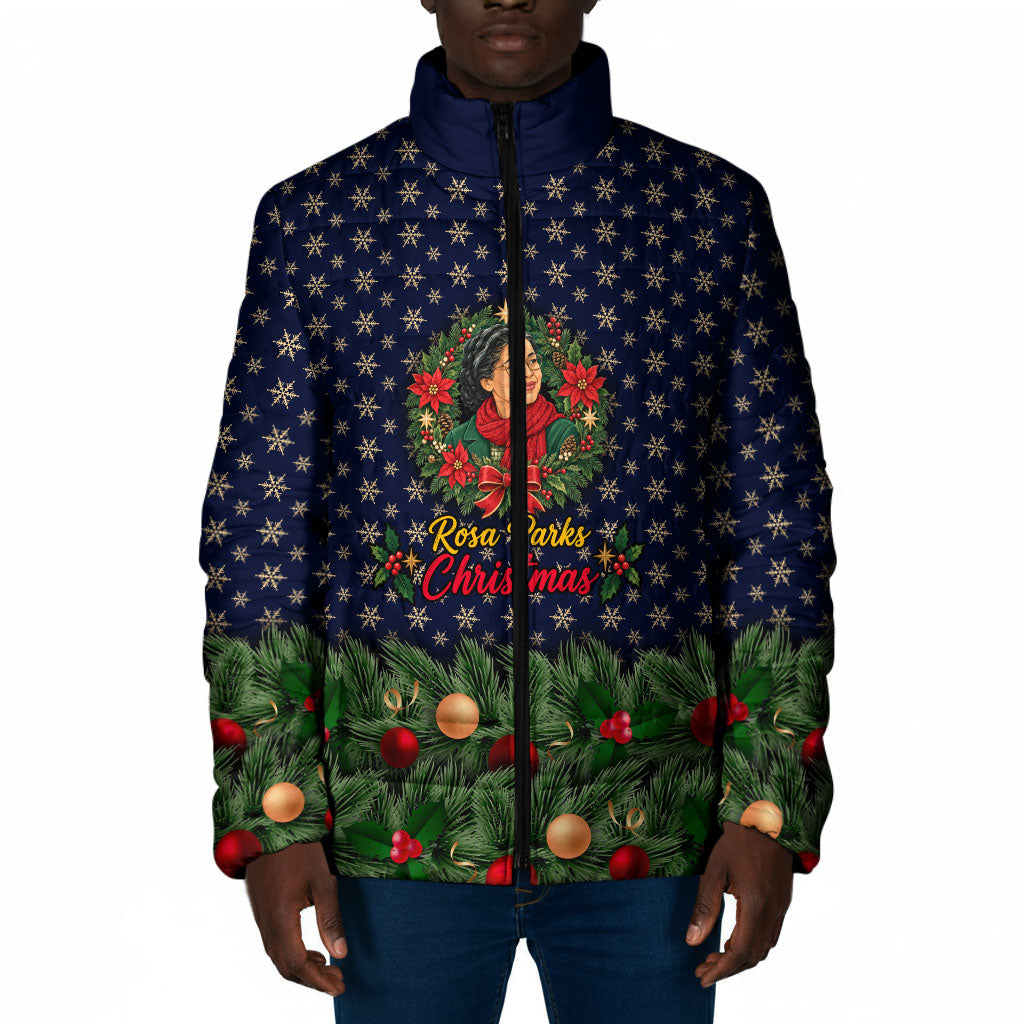 Rosa Parks Christmas Padded Jacket Freedom Bus Wreath Vintage Festive Holiday