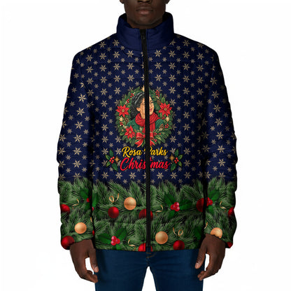 Rosa Parks Christmas Padded Jacket Freedom Bus Wreath Vintage Festive Holiday